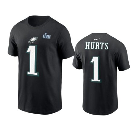 Philadelphia Eagles Jalen Hurts Black Super Bowl LVII T-Shirt