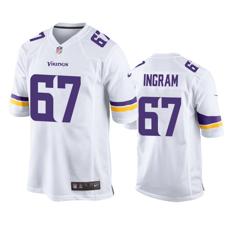 Minnesota Vikings Ed Ingram White Game Jersey 1 ed ingram vikings game white jersey