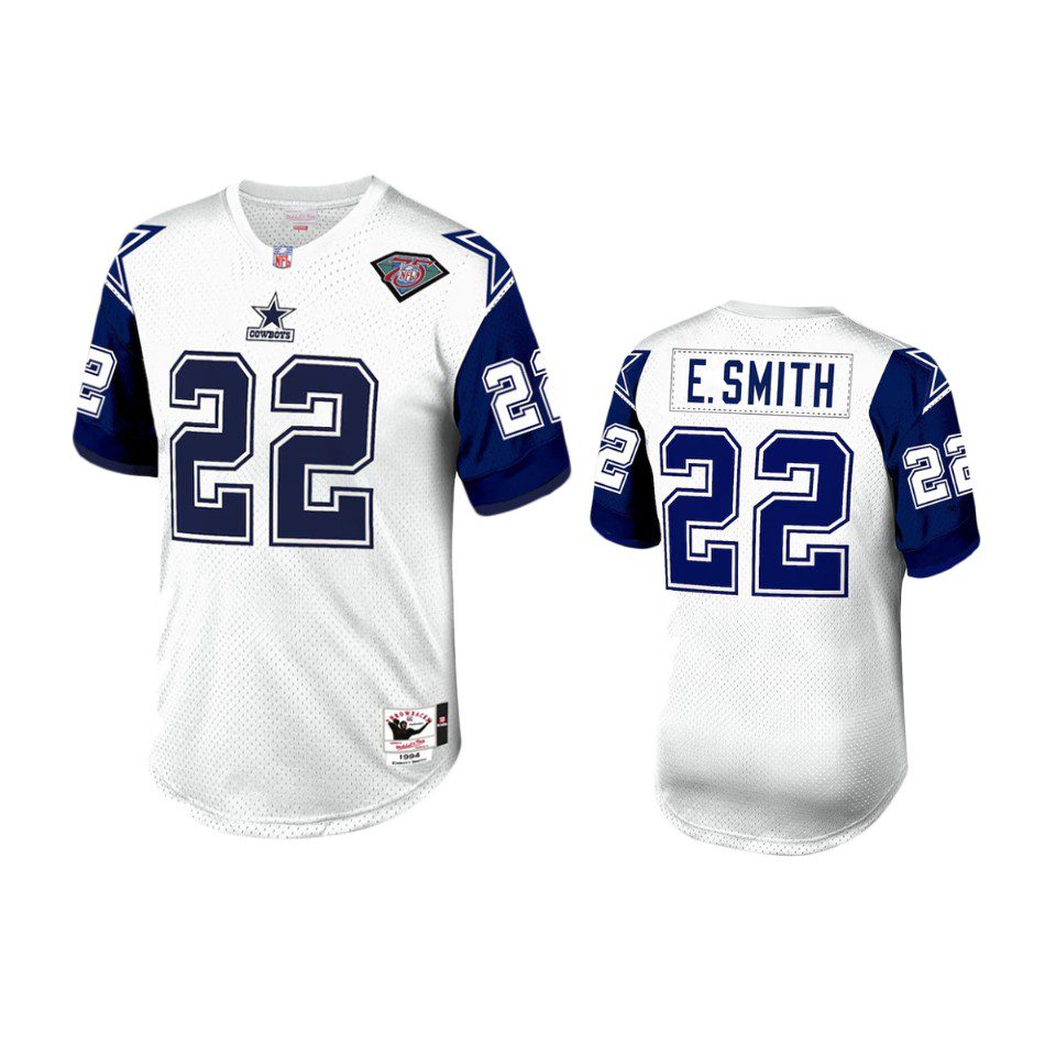 Dallas Cowboys Emmitt Smith 1994 White Navy Authentic Jersey 1 emmitt smith cowboys white navy authentic jersey