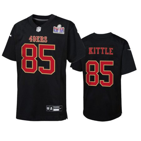 Youth 49ers George Kittle Black Super Bowl LVII Carbon Fashion Jersey