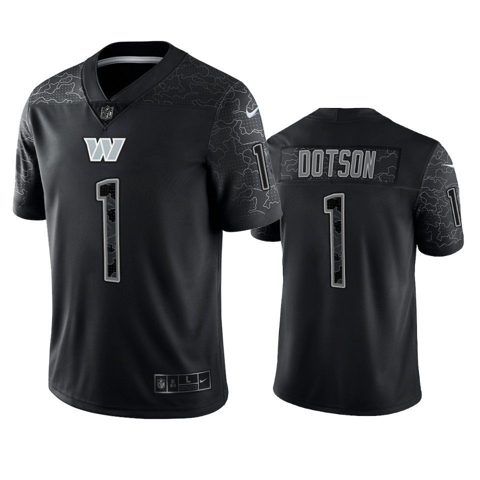 Jahan Dotson Washington Commanders Black Reflective Limited Jersey 1 jahan dotson commanders black reflective limited jersey
