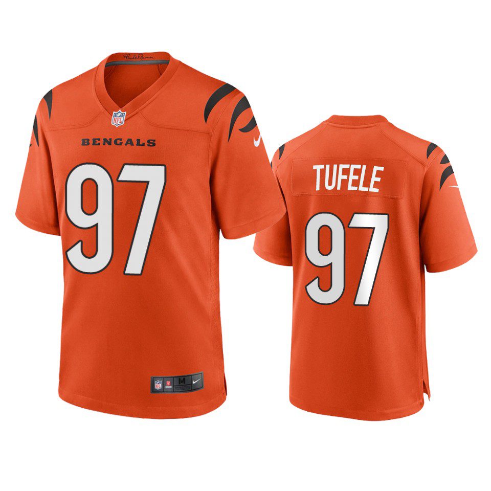 Cincinnati Bengals Jay Tufele Orange Game Jersey 1 jay tufele bengals orange game jersey
