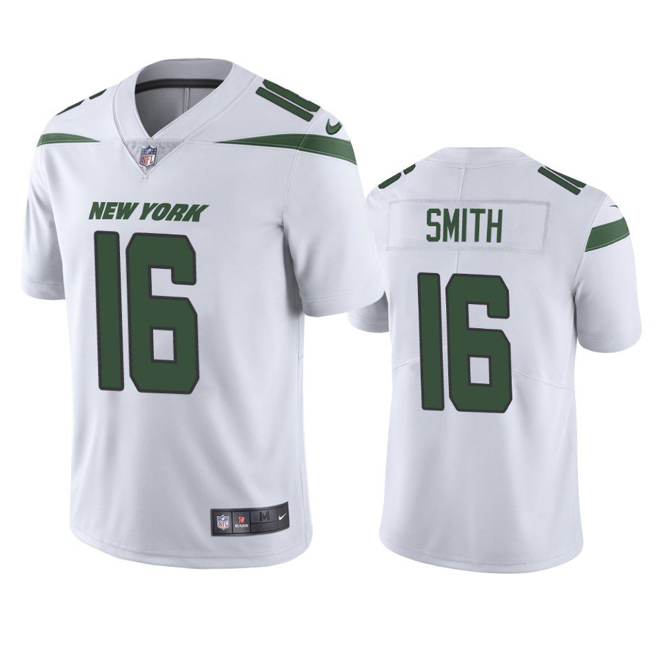Jeff Smith New York Jets White Vapor Limited Jersey 1 jeff smith jets white vapor jersey