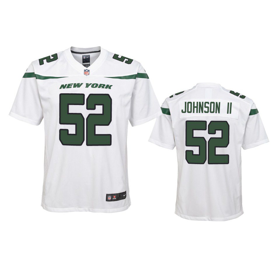 Youth Jets Jermaine Johnson II White Game Jersey 1 jermaine johnson ii game youth white jersey