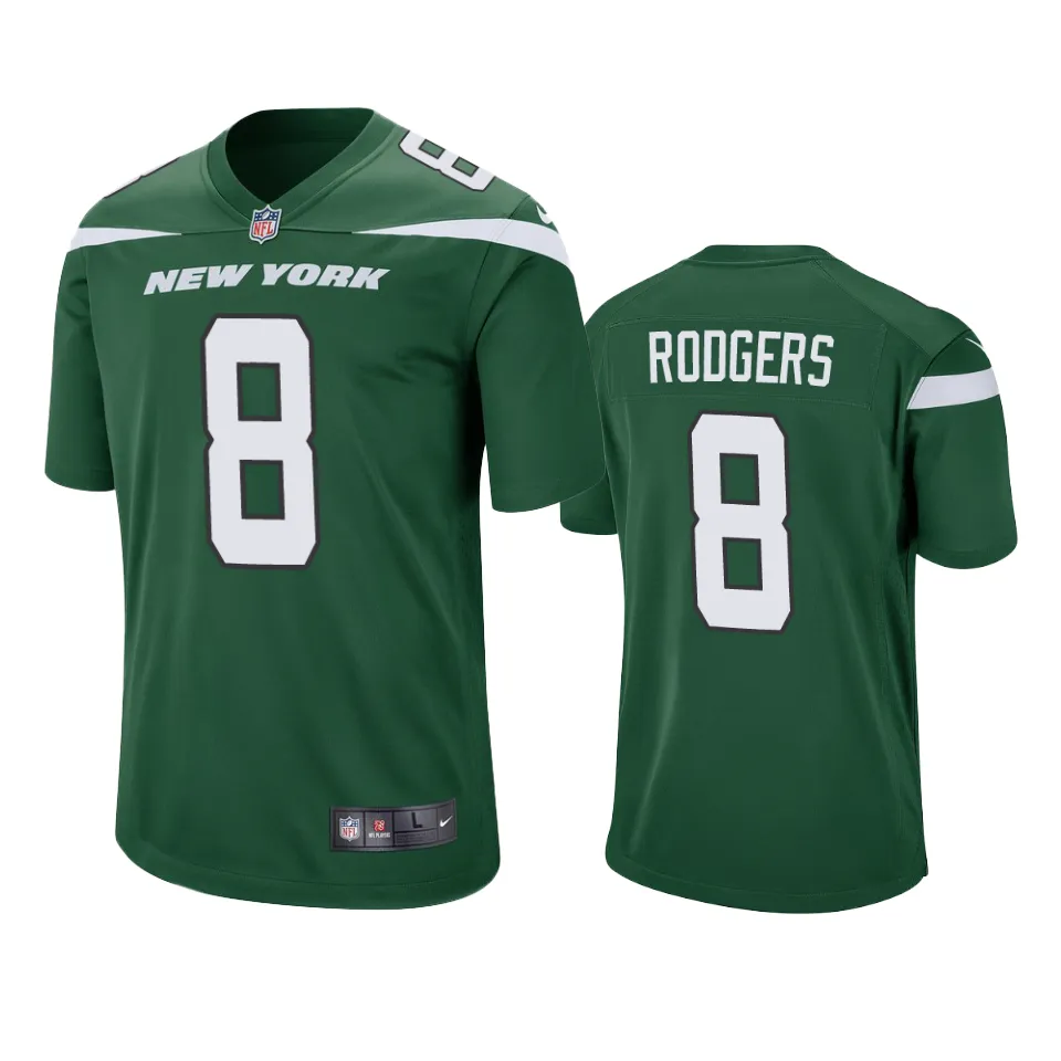 Aaron Rodgers New York Jets Green Game Jersey 1 jets aaron rodgers game green jersey