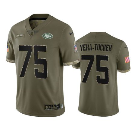 New York Jets Alijah Vera-Tucker Olive 2022 Salute To Service Limited Jersey