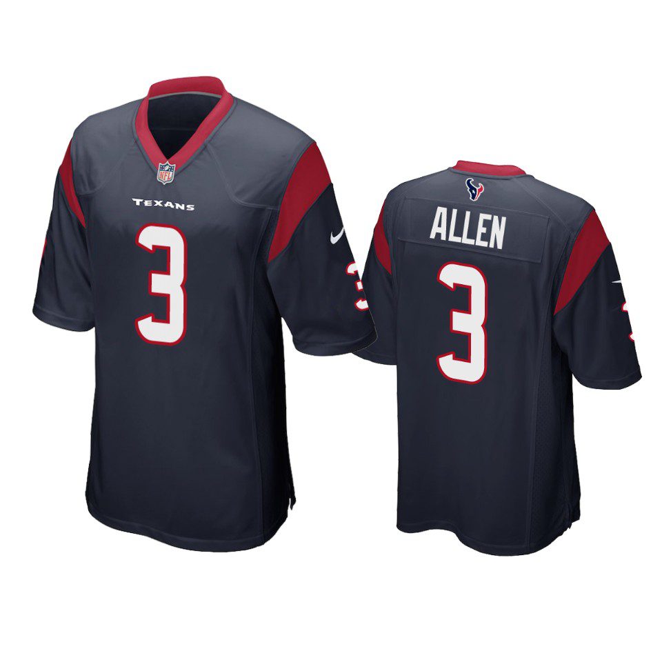 Houston Texans Kyle Allen Navy Game Jersey 1 kyle allen texans game navy jersey