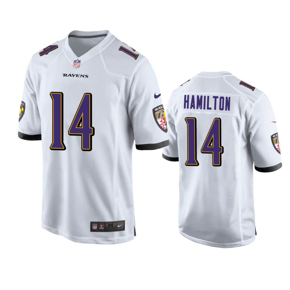 Baltimore Ravens Kyle Hamilton White 2022 NFL Draft Game Jersey 1 kyle hamilton ravens white game jersey