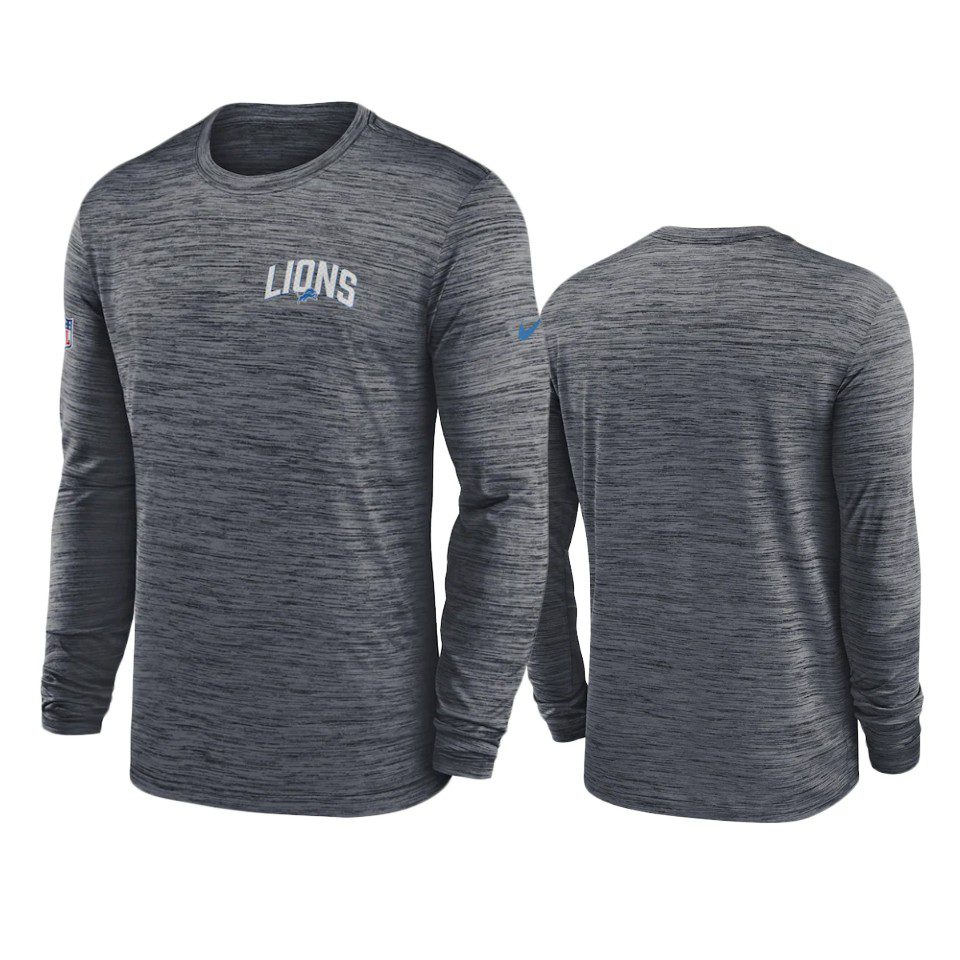 Detroit Lions Anthracite Velocity Athletic Stack Long Sleeve T-Shirt 1 lions anthracite velocity athletic stack long sleeve t shirt
