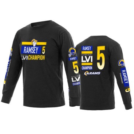 Los Angeles Rams Jalen Ramsey Black Super Bowl LVI Champions Long Sleeve T-Shirt