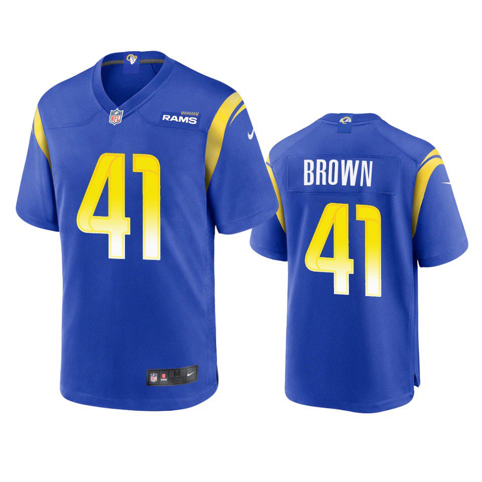 Los Angeles Rams Malcolm Brown Royal Game Jersey 1 malcolm brown rams royal game jersey