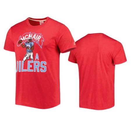 Houston Oilers Steve McNair Red Caricature Player Homage T-Shirt