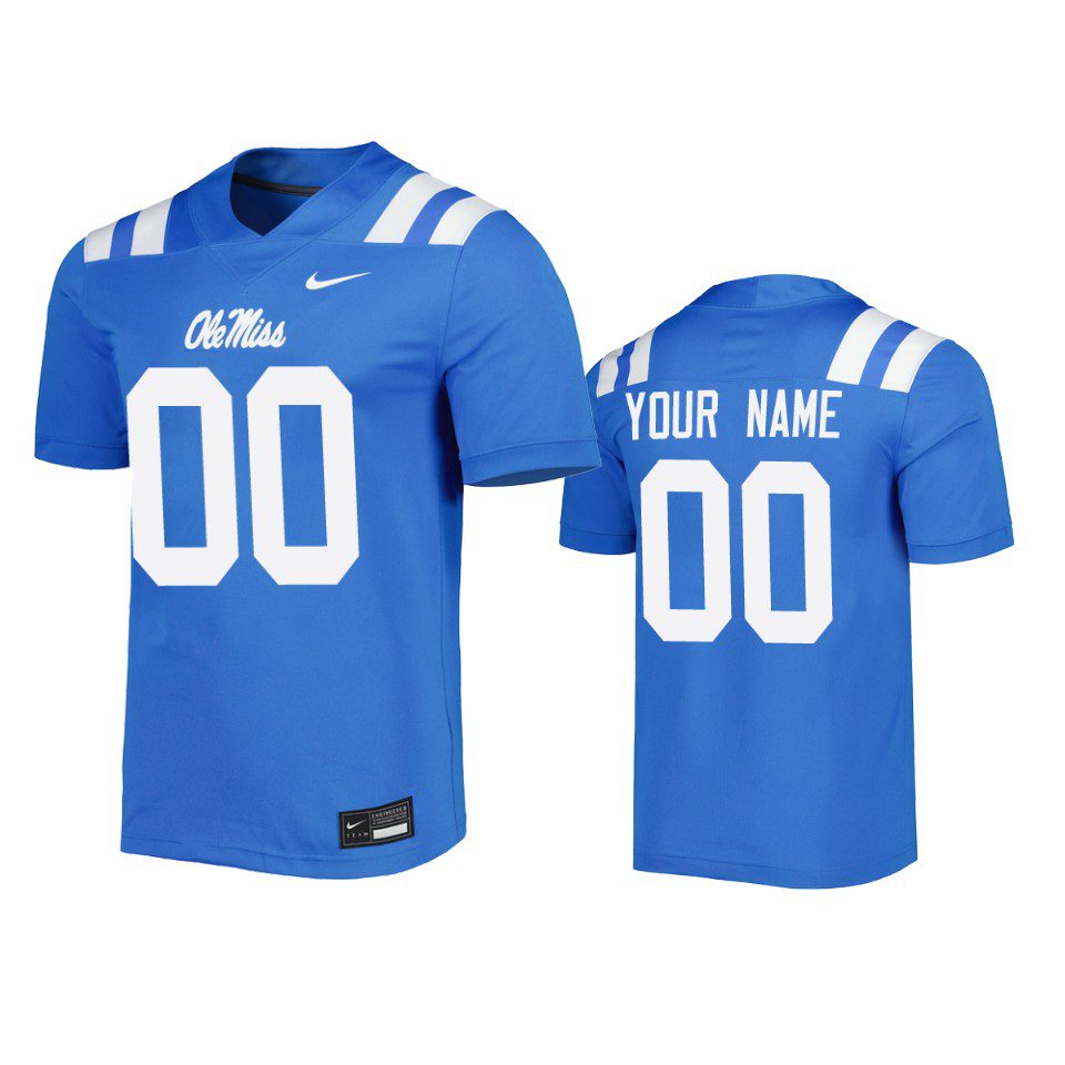 Ole Miss Rebels Custom Blue Untouchable Jersey 1 ole miss rebels custom blue untouchable jersey