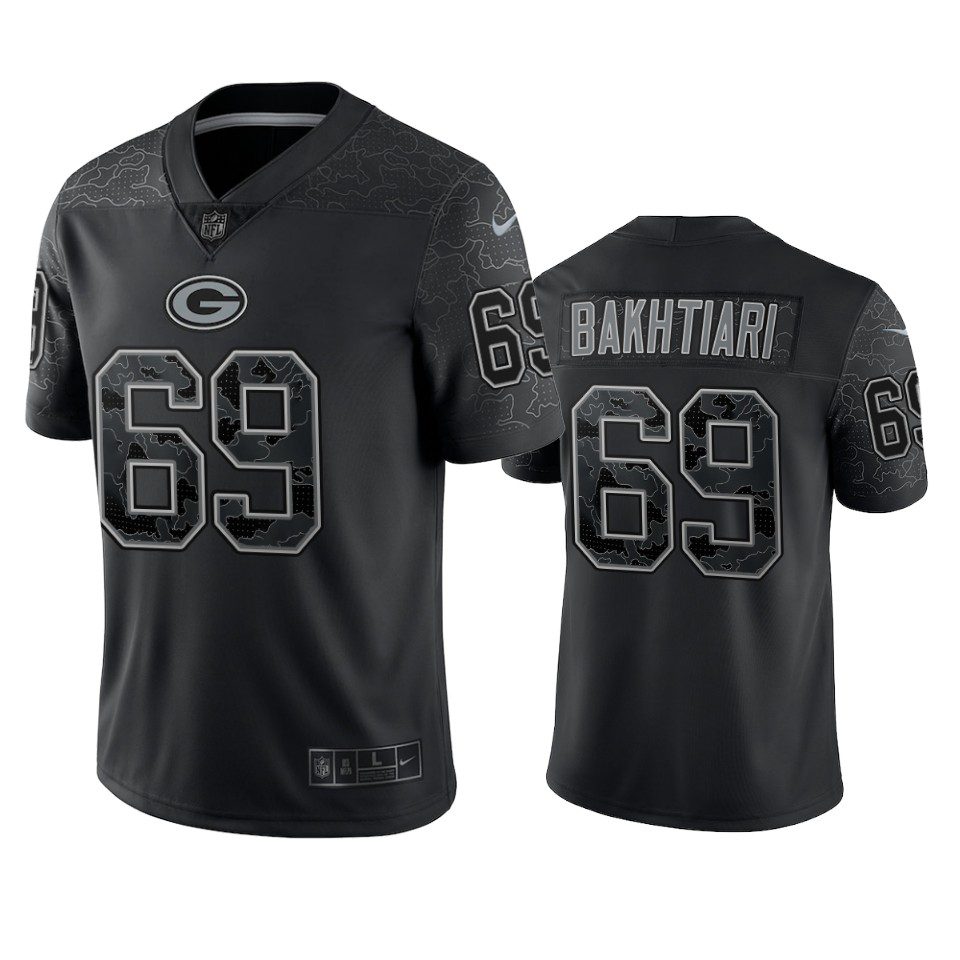 Green Bay Packers David Bakhtiari Black Reflective Limited Jersey 1 packers david bakhtiari black vapor jersey