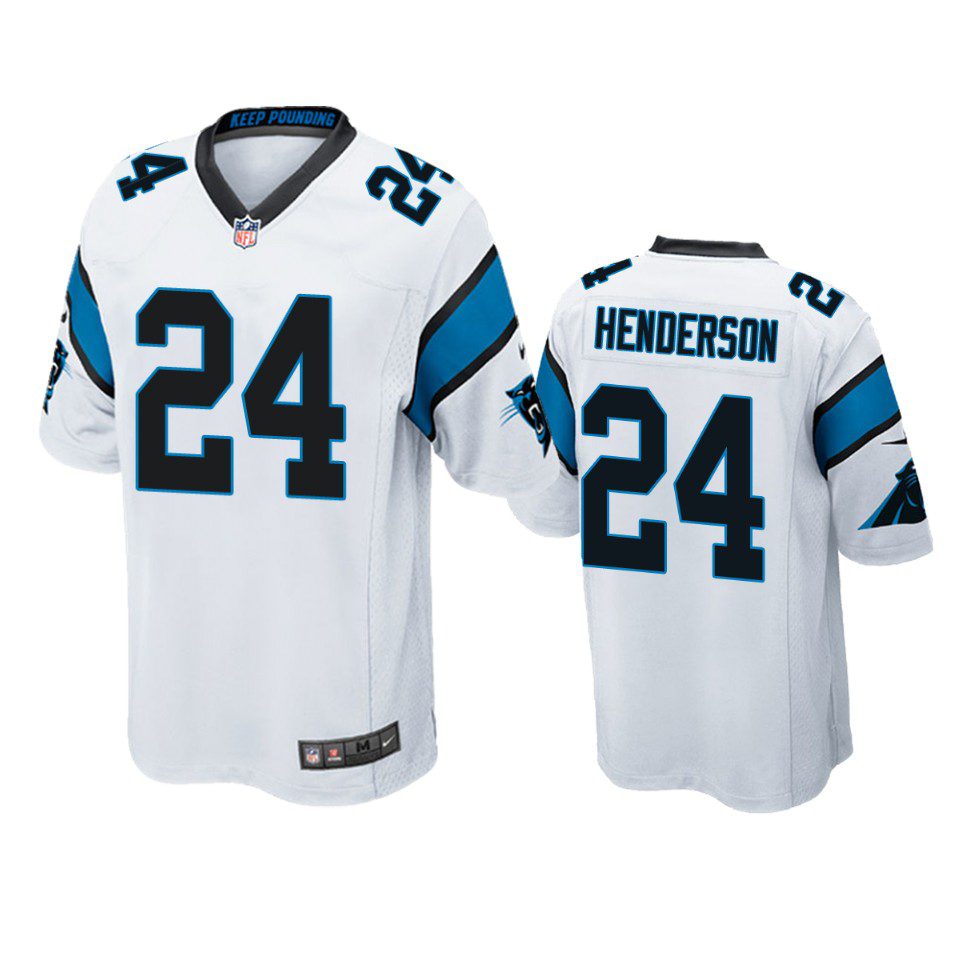 C.J. Henderson Carolina Panthers White Game Jersey 1 panthers c.j. henderson game white jersey
