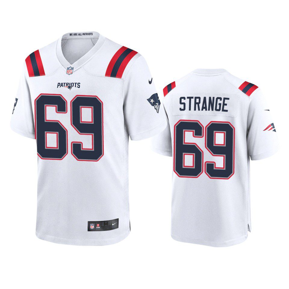 Cole Strange New England Patriots White Game Jersey 1 patriots cole strange game white jersey