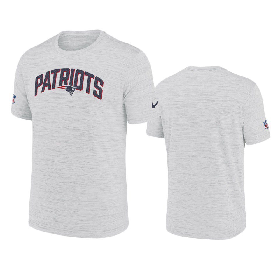 New England Patriots White Velocity Athletic Stack Performance T-Shirt 1 patriots white velocity athletic stack performance t shirt