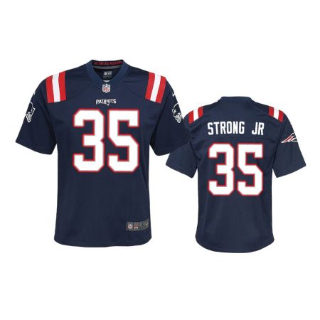 Youth Patriots Pierre Strong Jr. Navy Game Jersey