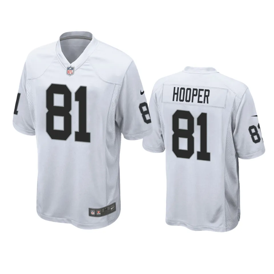 Austin Hooper Las Vegas Raiders White Game Jersey 1 raiders austin hooper game white jersey