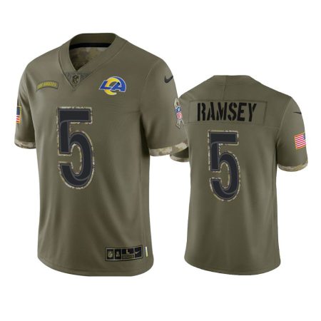 Los Angeles Rams Jalen Ramsey Olive 2022 Salute To Service Jersey