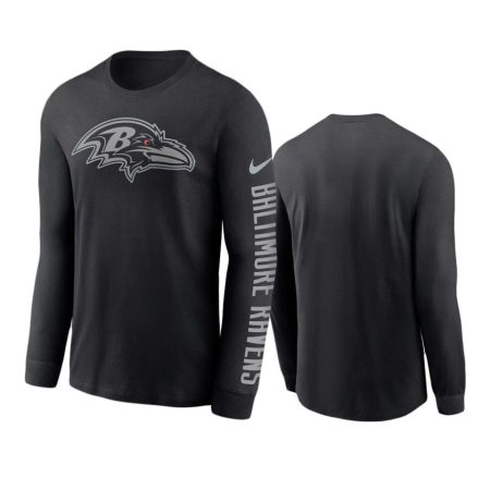 Baltimore Ravens Black RFLCTV Name Logo T-Shirt