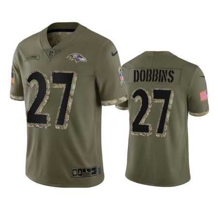 Baltimore Ravens J.K. Dobbins Olive 2022 Salute To Service Jersey