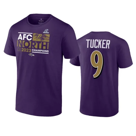 Baltimore Ravens Justin Tucker Purple 2023 AFC North Division Champions T-Shirt