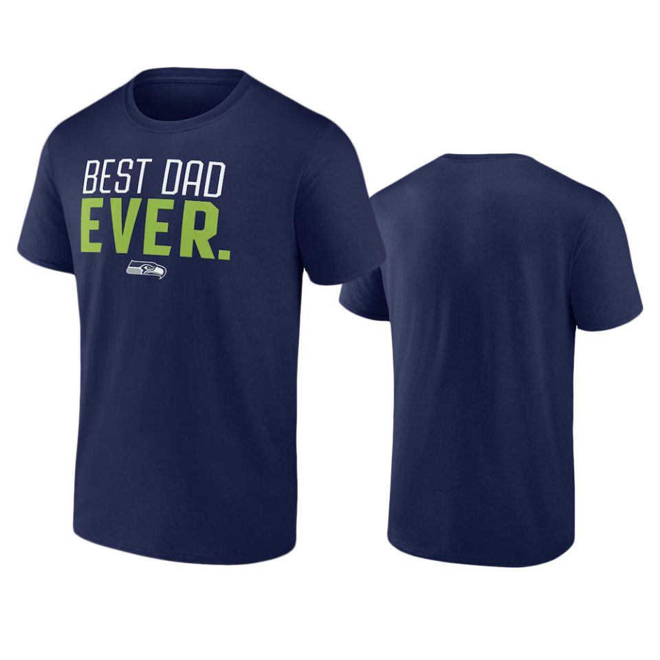 Men's Seattle Seahawks College Navy Best Dad Ever T-Shirt 1 seahawks college navy best dad ever t shirt