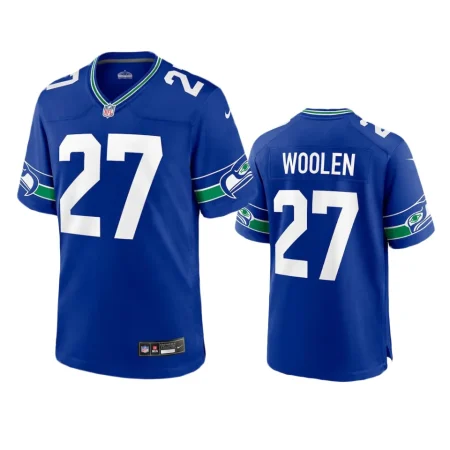Seattle Seahawks Tariq Woolen Royal Throwback Game Jersey