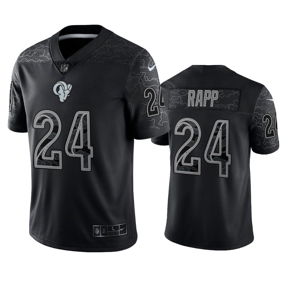 Taylor Rapp Los Angeles Rams Black Reflective Limited Jersey 1 taylor rapp rams black reflective limited jersey