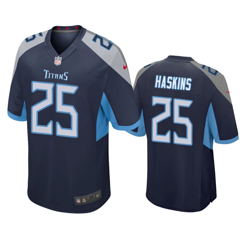 Hassan Haskins Tennessee Titans Navy Game Jersey 1 titans hassan haskins game navy jersey