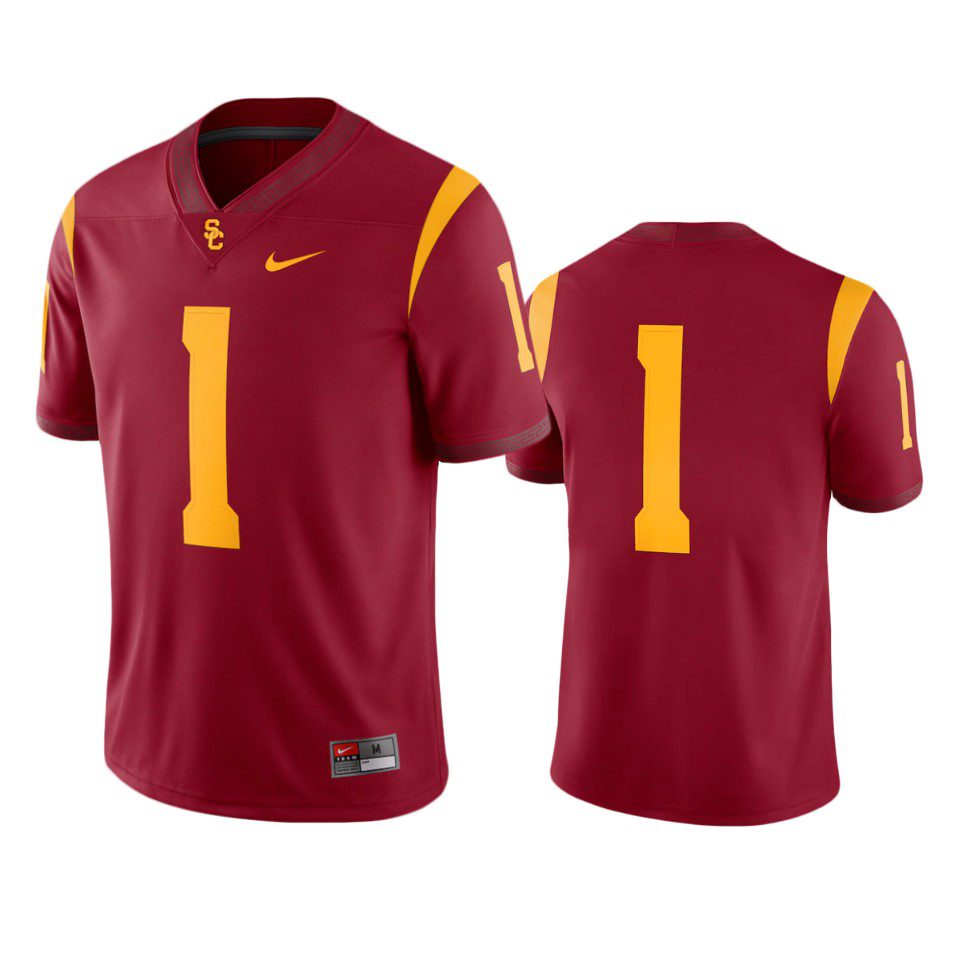 USC Trojans #1 Cardinal Game Jersey 1 usc trojans 1 cardinal game jersey