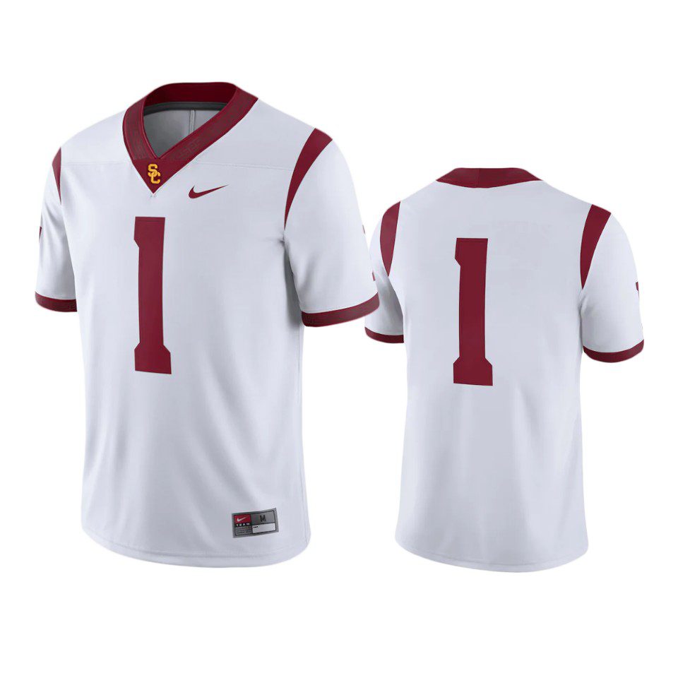 USC Trojans #1 White Game Jersey 1 usc trojans 1 white game jersey