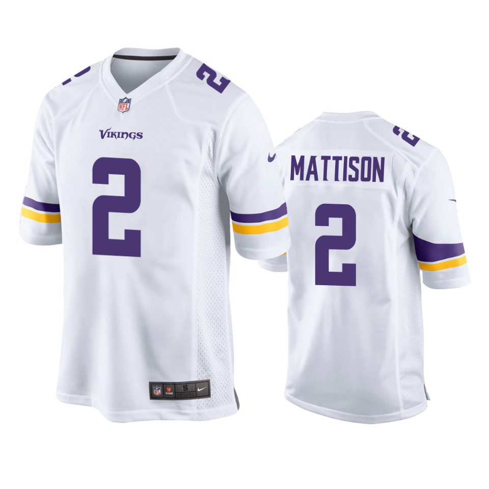 Alexander Mattison Minnesota Vikings White Game Jersey 1 vikings alexander mattison game white jersey