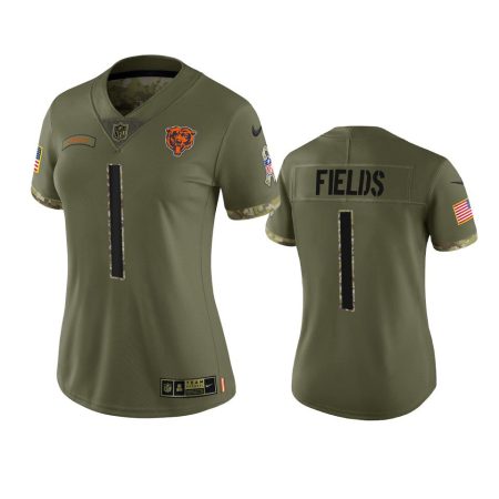 Women's Chicago Bears Justin Fields Olive 2022 Salute To Service Limited Jersey