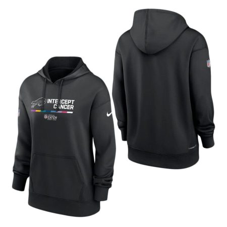 Women's Buffalo Bills Black 2022 NFL Crucial Catch Therma Pullover Hoodie