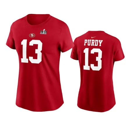 Women Brock Purdy San Francisco 49ers Scarlet Super Bowl LVIII Name Number T-Shirt