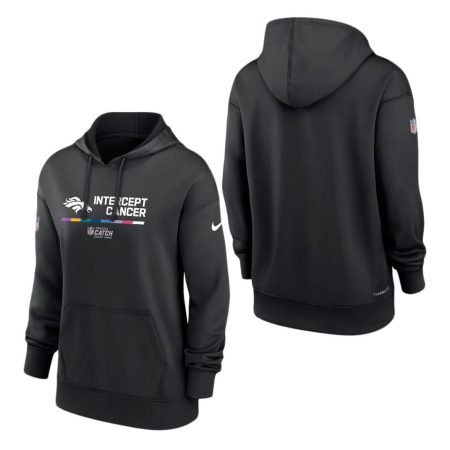 Women's Denver Broncos Black 2022 NFL Crucial Catch Therma Pullover Hoodie