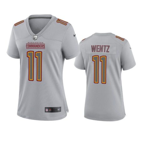 Women's Washington Commanders Carson Wentz Gray Atmosphere Fashion Game Jersey
