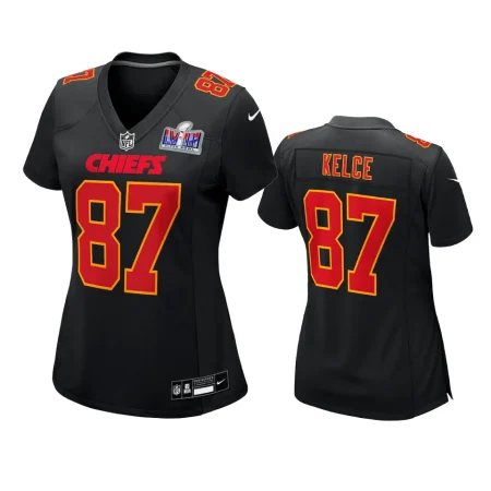 Women Kansas City Chiefs Travis Kelce Black Super Bowl LVII Carbon Fashion Jersey