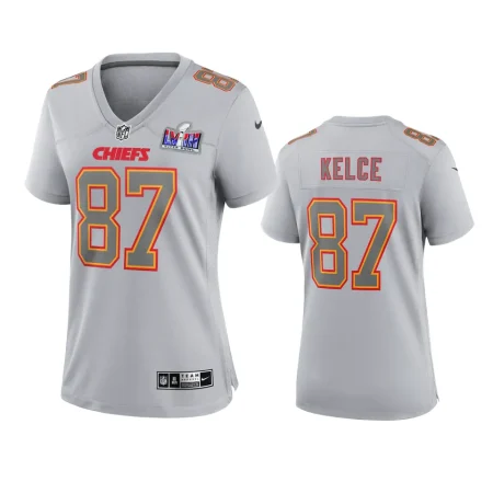 Women Kansas City Chiefs Travis Kelce Gray Super Bowl LVII Atmosphere Fashion Jersey