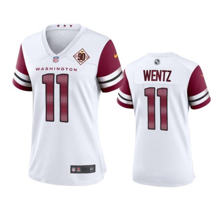 Women's Washington Commanders Carson Wentz White 90th Anniversary Game Jersey