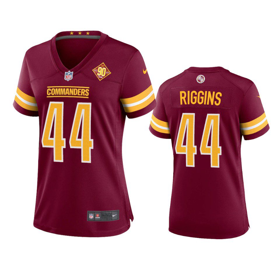Women's Washington Commanders John Riggins Burgundy 90th Anniversary Game Jersey 1 women commanders john riggins 90th anniversary burgundy jersey