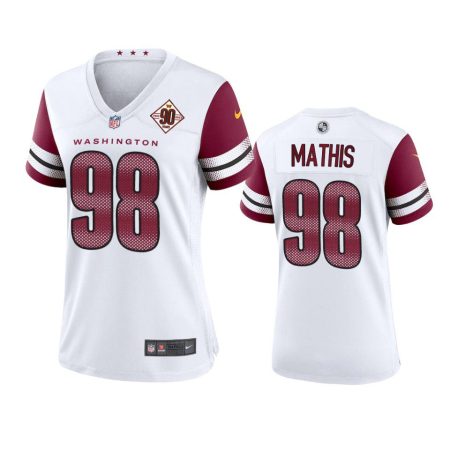 Women's Washington Commanders Phidarian Mathis White 90th Anniversary Game Jersey