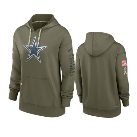 Women's Dallas Cowboys Olive 2022 Salute to Service Performance Hoodie