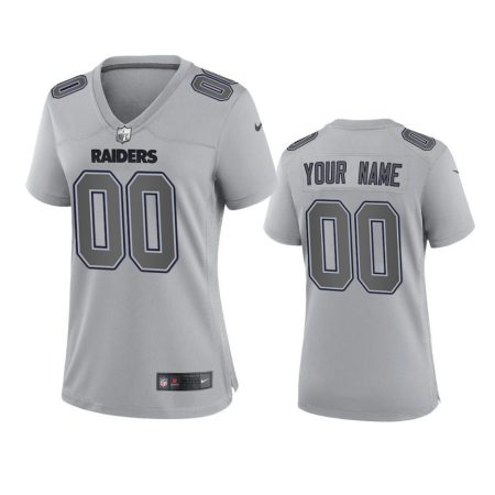 Women's Las Vegas Raiders Custom Gray Atmosphere Fashion Game Jersey