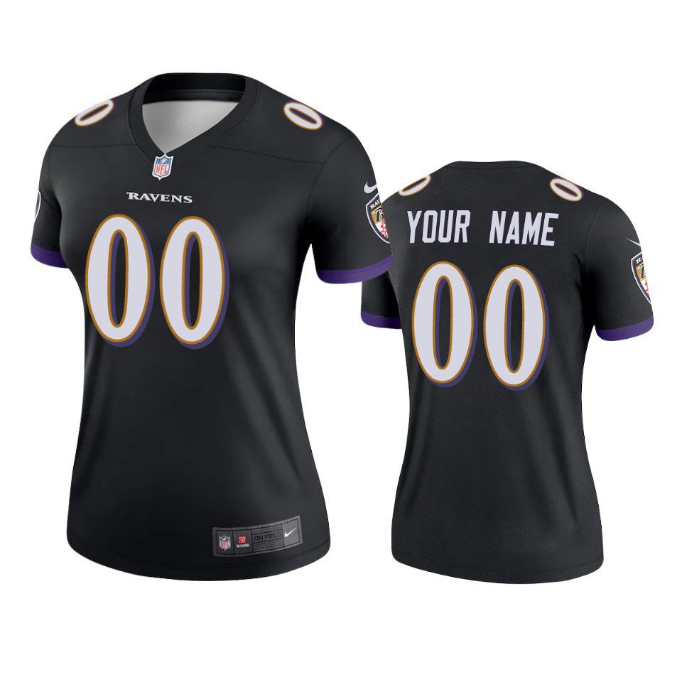 Baltimore Ravens Custom Black Legend Jersey - Women's 1 women custom ravens black legend jersey