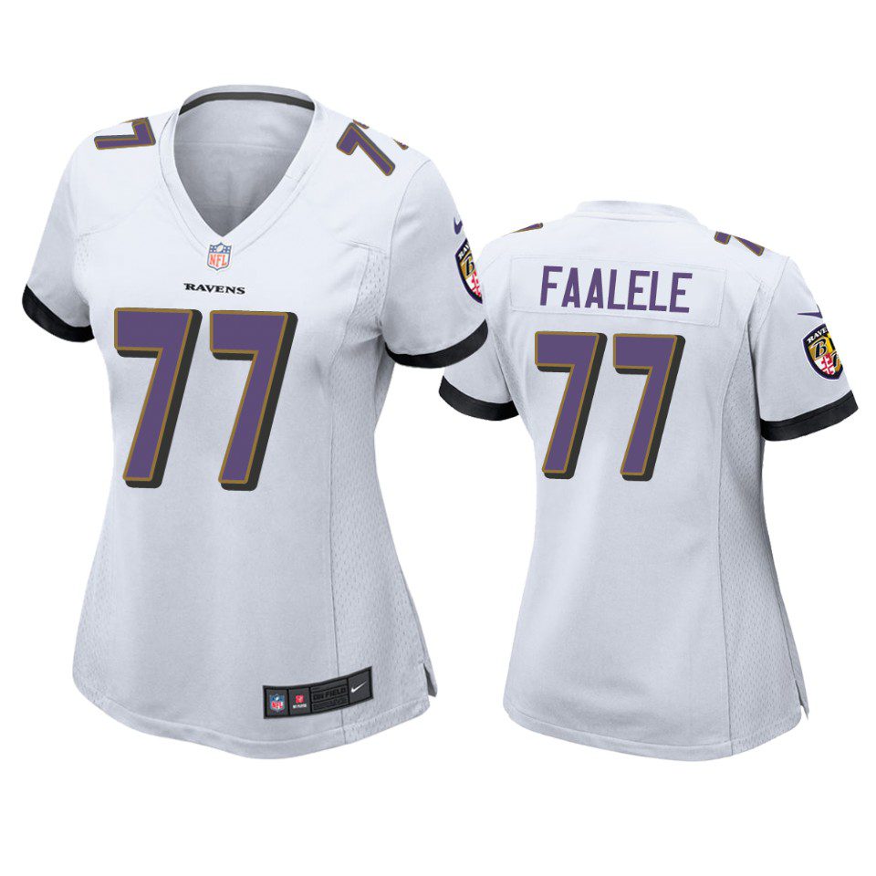 Women's Baltimore Ravens Daniel Faalele White Game Jersey 1 women daniel faalele ravens game white jersey