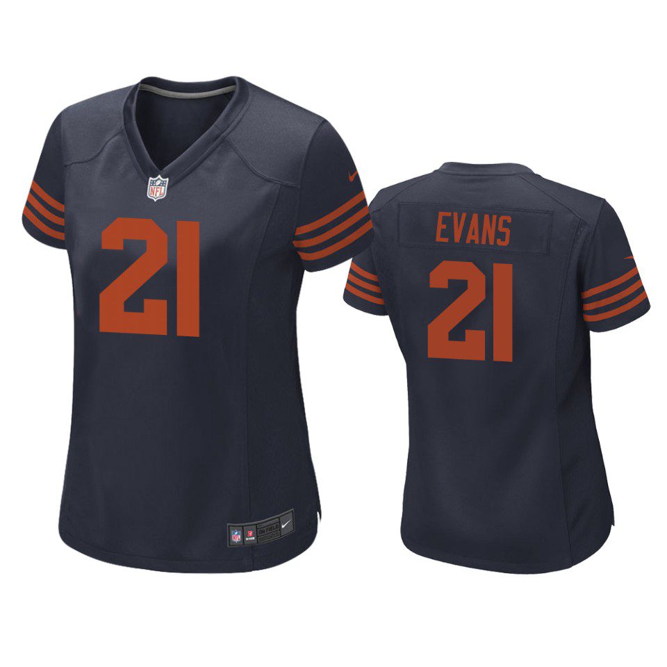 Women's Chicago Bears Darrynton Evans Navy Throwback Game Jersey 1 women darrynton evans bears throwback game navy jersey