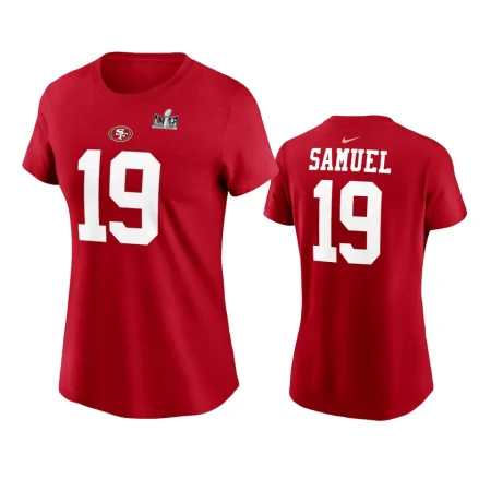 Women Deebo Samuel San Francisco 49ers Scarlet Super Bowl LVIII Name Number T-Shirt
